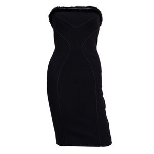 Versace Black Fur Tube Dress
